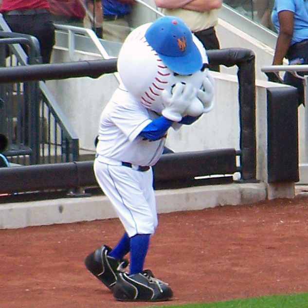 Mr. Met can't bear to watch