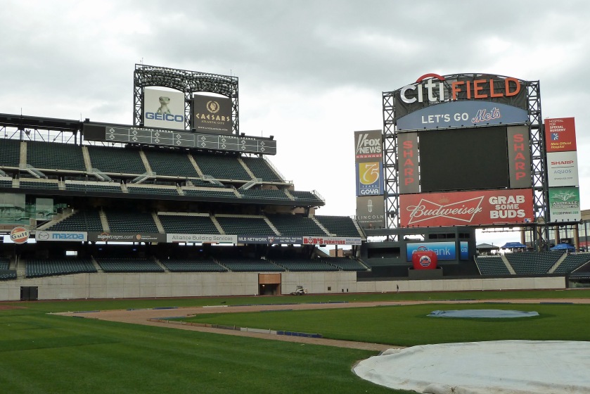 This photo, taken during a tour of Citi Field in December 2011, shows the work in progress on the current outfield walls in left and left-center field. The Mets are expected to change the dimensions in right and right-center field this offseason. (Photo credit: Paul Hadsall)